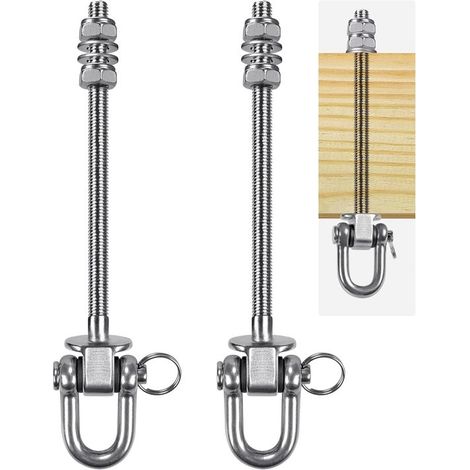 Crochets de balançoire en 2 parties avec roulements - Crochets de balançoire - Accessoires pour balançoire - Convient aux poutres en bois et en acier, hamacs, balancelles de porche - Acier inoxydable (1/5)