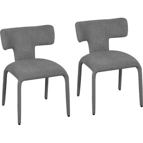 WOLTU Set di 2 Sedie da Pranzo in Lino Colorato Sedie da Cucina Moderne con Gambe in Metallo per Soggiorno, Grigio Fumo