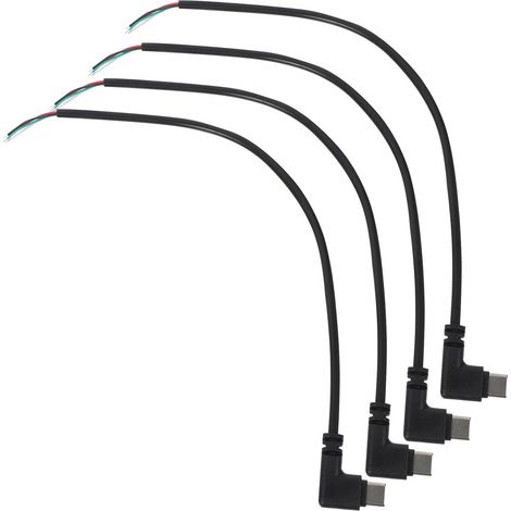 Câble USB Type C Angle Droit 90 Degrés Fiche Mâle, 4 Broches, Câble Nu à Extrémité Ouverte en PVC, Transfert de Données et Alimentation, Pack de 4 Pièces (1/5)