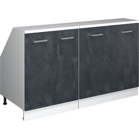 Meuble sous pente R-Line, Béton noir, 140cm Lot de 2 caissons 60 cm de profondeur, Vicco