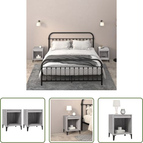 vidaXL Nachttisch 2 Stück - Nachttische 2 Stk. Grau Sonoma 40x35x50 cm (1/5)
