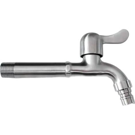 Brushed Steel Kitchen Faucet with Long Spout (Pointed Beak 16cm) (1/5)