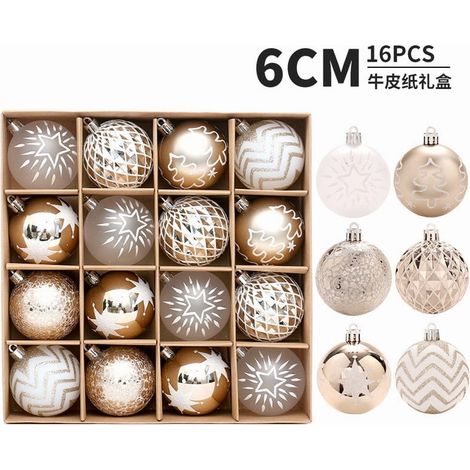 Boules De Décoration De Noël - Lot De 16 Pièces En Or Champagne - Pour Arbre De Noël - 16 Pièces (1/3)