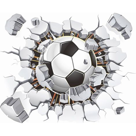 Stickers muraux FOOTBALL 3D (40x50 cm) I Autocollant mural enfant football WM EM Sport porte poster I Déco murale chambre garçon chambre adolescente salon couloir COOL (1/4)