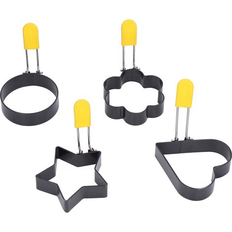 Anneaux à Œufs Poêlés avec Poignée Pliante, Pinceau en Silicone Antiadhésif en Acier Inoxydable, Moule à Œufs pour Cuisine