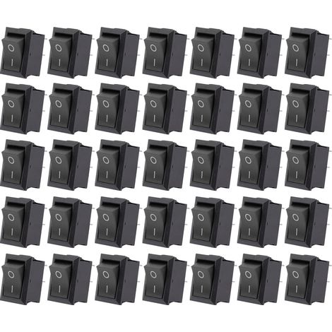 Pack de 35 Interrupteurs à Bascule Noir 2 Contacts 250vac 6a en Plastique et Cuivre pour Applications Électriques et Appareils Ménagers (1/5)