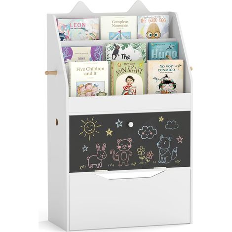 COSTWAY Libreria Montessoriana con Lavagna per Bambini, 69 x 30 x 101 cm (1/5)