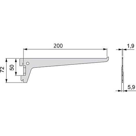 Shelf brackets for single rail perforation pitch 50 mm, white, 200 mm (1/4)