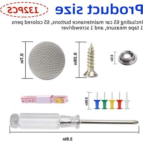 Juego completo de 132 remaches universales para reparación de techos de automóviles con regla y destornillador para una fácil instalación y mante (1/5)