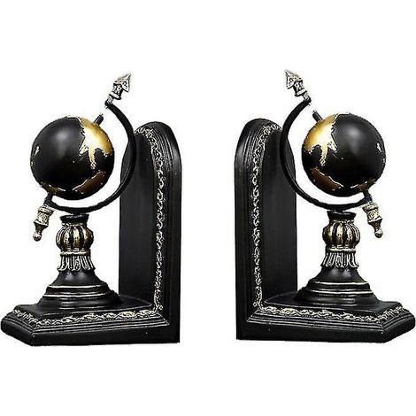 Serre-livres décoratifs en forme de globe rustique, serre-livres décoratifs de style vintage, paire de serre-livres en résine en forme de statue (1/5)