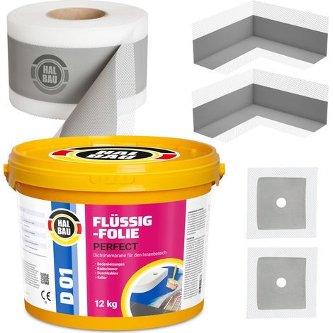 HALBAU Dichtset für Duschabdichtung Bad Abdichtung Dichtband Flüssigfolie 12kg H23 (1/5)