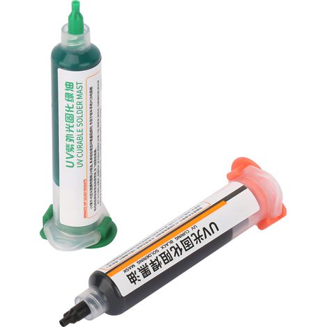 Lot de 2 encres de masque de soudure à polymérisation UV pour circuits imprimés BGA, noir et vert. (1/5)