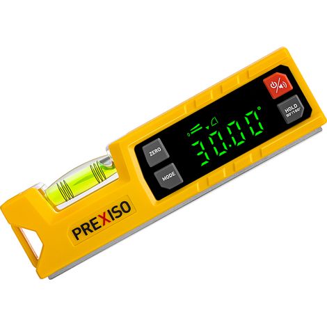 PREXISO Niveau numérique et rapporteur numérique, 17,8 cm Angle Finder 0-90° et 0-180°, Inclinomètre électronique à bulles avec rainure en V magnétique, grand écran et indicateur audio pour scie à (1/5)