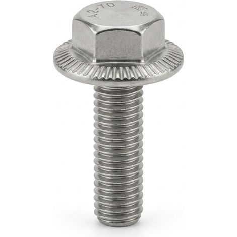 50 Vis à Métaux Tête Hexagonale à Embase Crantée 8 x 40 mm - DIN 6921 - Inox A2 - D-Work