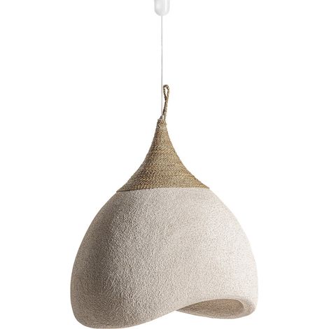 Lustre rustique crème en résine finition rugueuse suspendue - Crème rustique naturel (1/5)