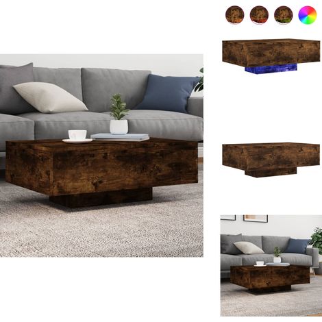 Table basse avec lumières LED chêne fumé 85x55x31 cm - Table Basse Design - Table Basse Led - Table Basse Lumineuse - Meuble Salon - Table D'appoint (1/5)
