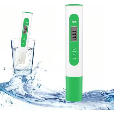 Analyseur numérique de qualité de l'eau, compteur TDS/EC, 0-9990 ppm, moniteur de qualité de l'eau pour aquarium et hydroponie, vert. (1/5)