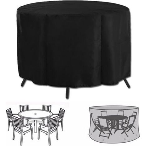 Housse pour Table de Jardin, Housse de Protection Bâche Imperméable pour Meubles Jardin et Hivernage Mobilier Salon de Jardin Ronde 128x71CM (1/5)