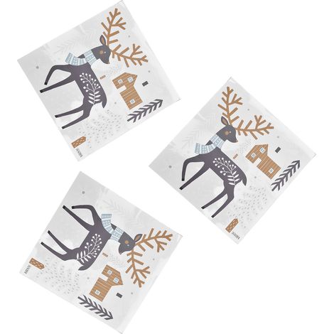 3 Autocollants Muraux PVC Cerf de Noël Élégants, Décor Adhésif pour Maison Restaurant Boutique