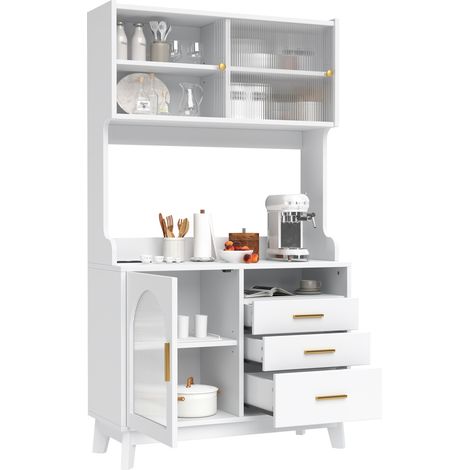 CHICFURN Vitrina blanca 100,5 x 40 x 178 cm con tomas USB (1/5)