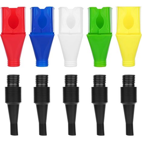 5 Entonnoir Carburant, Entonnoir Huile Moteur, Entonnoirs pour Carburant de Voiture avec Tuyau Flexible, Entonnoirs en Plastique à Clipser et Rétractables à Angle Droit pour Automobile Moto (1/5)