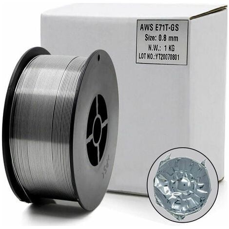 Carrete de alambre tubular sin gas autoprotegido E71T-GS de 0,8 mm y 1 kg para soldadura MIG universal en todas las áreas (1/5)