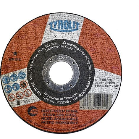 25 Disque De Coupe Plat 41c Ø115x1x22,23 A60r-Bfb.  Tyrolit