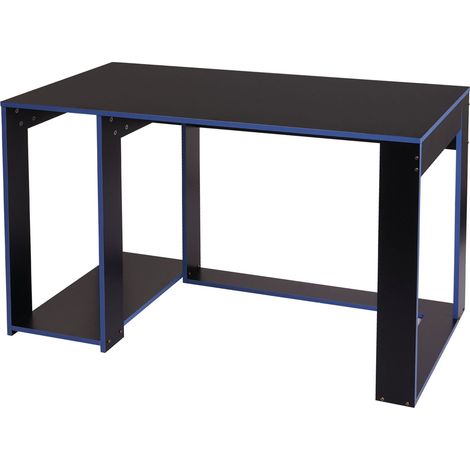 Tavolo scrivania da ufficio per computer 120x60x76 cm in MDF nero e blu 040001451