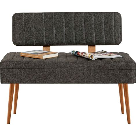 Banca Barthelemy, Soporta 150 kg, Estructura Negra, Altura Asiento 40 cm, 105x40x85h cm Roble Marrón