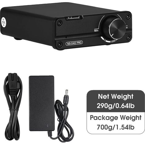 Amplificatore di potenza digitale, stereo a 2.0 canali, suono ad alta fedeltà, con alimentatore (1/2)