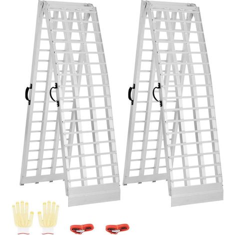 Rampe de Chargement Pliable Lot de 2 en Aluminium 907 kg 3050x450 mm pour Moto VTT UTV (1/5)