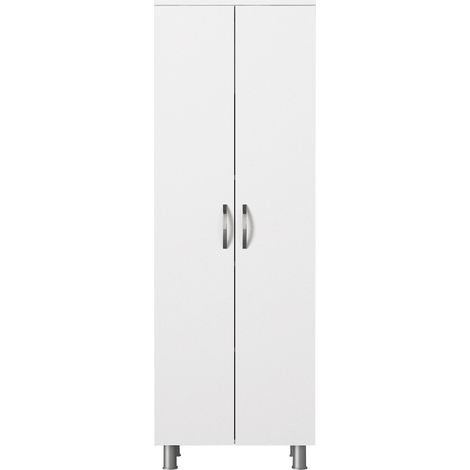 Colonne de salle de bain 2 portes bois blanc 59.4cm (1/5)