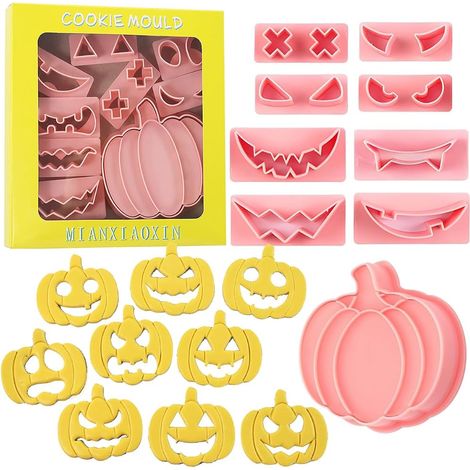 Emporte Pièces Halloween,10 Pièces Emporte Piece Patisserie Plastique Enfant, 3D Moule à Biscuits pour Halloween, Moule à Biscuits en Citrouille Décorations de Fête Halloween
