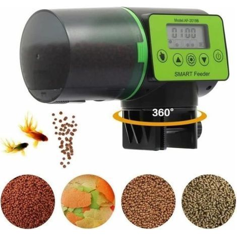 Intelligenter automatischer Fischfutterautomat für Aquarien mit Zeitschaltuhr, 200 ml Fassungsvermögen, superleise für Teiche und