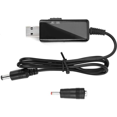 Câble d'amplification USB vers CC, cordon de routeur de batterie externe 5V à 9V / 12V Affichage numérique élévateur réglable, sortie 9V / 2A 12V / 1,5A, pour modem optique, routeur sans fil (0,8 m / (1/5)