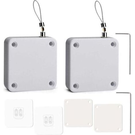BUNTHAUS PA Ferme-portes automatiques, lot de 2, ferme-portes automatiques à capteur sans perçage, ferme-portes automatiques à capteur avec cordon de traction, modèle sans perçage pour chambre à couch (1/2)