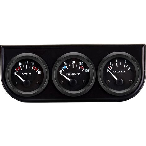 Dreifach-Instrumentensatz 2 Zoll (52 mm) 3-in-1 Voltmeter Wassertemperaturmesser Öldruckmesser Universal