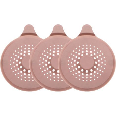 Lot de 3 attrape-cheveux ronds en silicone pour bonde de douche, diamètre 14 cm, pour cuisine, salle de bain, baignoire, rose (1/4)