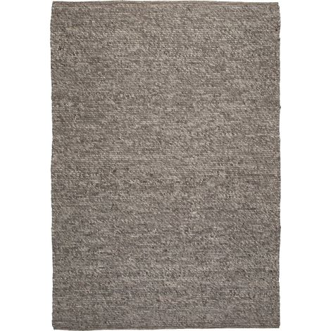 Tapis en laine argenté tissé main réversible - Gris argent chiné chaleureux (1/3)