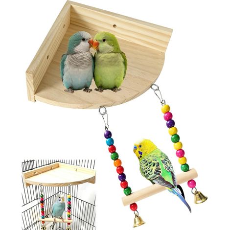 Jouet Perroquet, Perchoir Éventail 18cm avec Cloche pour Cage Perroquet (1/5)