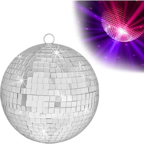 QINERSAW Boule à Facettes à Suspendre 15cm Boule Miroir à Suspendre Boule à Facettes Disco Boule à Facette Miroir Boule à Facette Décoration, Argent (1/5)