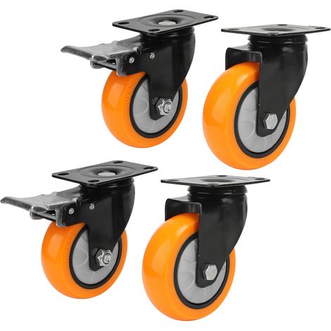 Lot de 4 Roulettes pivotantes pour Plaque, Roue à Billes Double 250lbs 4 pouces, Kit pour Chariot et Équipement (1/5)