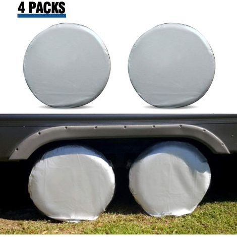 Lot de 2 housses universelles pour roues 27-29 pouces, protection solaire pour pneus de camping-car, remorque, voiture et camion (1/4)
