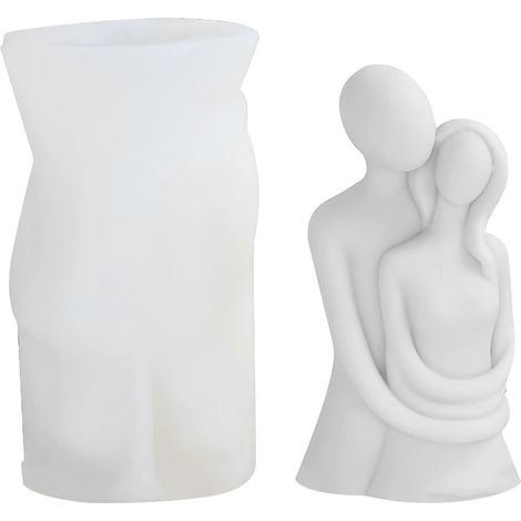 Moule à bougie en silicone 3D - Fabrication de bougies artisanales - Décorations artisanales - Moule à savon artisanal (Couples blancs) (1/5)