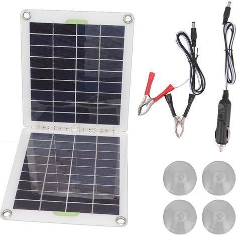 Panneau solaire pliable portable de 20 W, chargeur de batterie à cellules solaires en silicium polycristallin haute efficacité pour voiture, camping-car et bateau