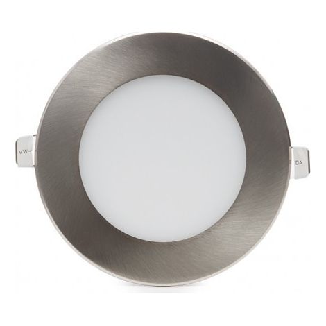 Pannello led rotondo acciaio satinato nichel slim 6w ip20 incasso faretto completo driver luce naturale calda Downlight Naturale 4500k
