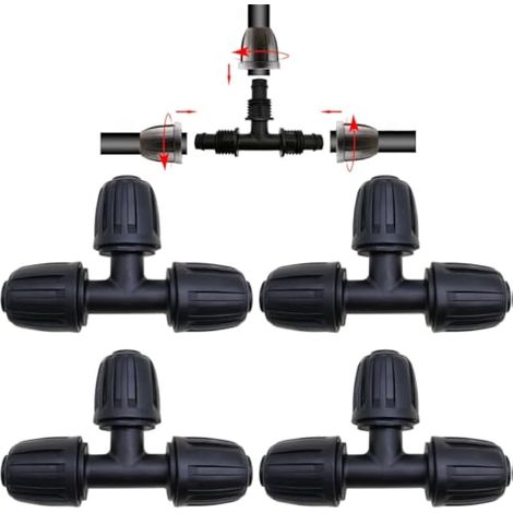 4 Pcs Connecteur de Tuyau en t, adaptateur barb tuyau arrosage, raccords d'irrigation 1/2 pouce, pour PE Hose Garden Irrigation System (1/5)