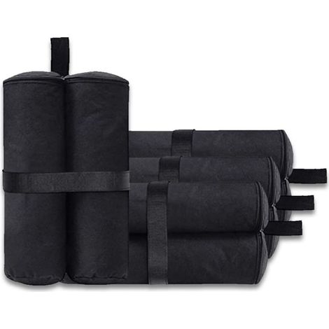Lot de 4 sacs de lestage pour tonnelle - Pour auvent, tente - Sacs de lestage pour le sable - Pour extérieur instantané - Pieds lestés - Noir (style fermeture éclair, noir) (1/5)