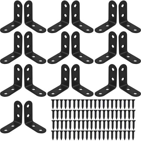Équerre de Fixation Inox, 20 Pcs Support d'angle Droit en forme de L, Équerre Angle 90 Degrés, Équerre étagère 40mm x 40mm Équerre de Coin avec 80 Pcs Vis pour Bois Meubles Placard Suppo (1/4)