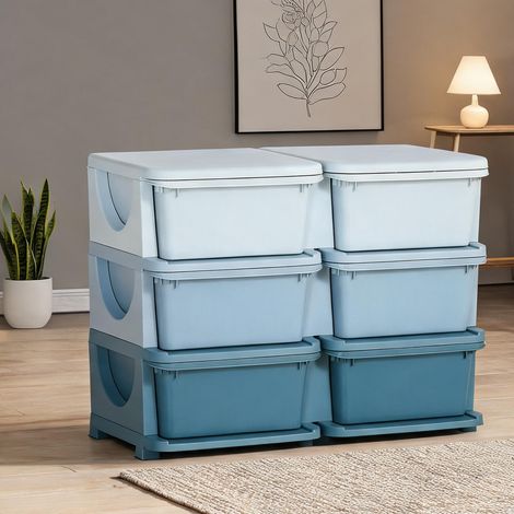 Meuble de rangement enfant 3 tiroirs en plastique bleu 75 x 37 x (1/5)